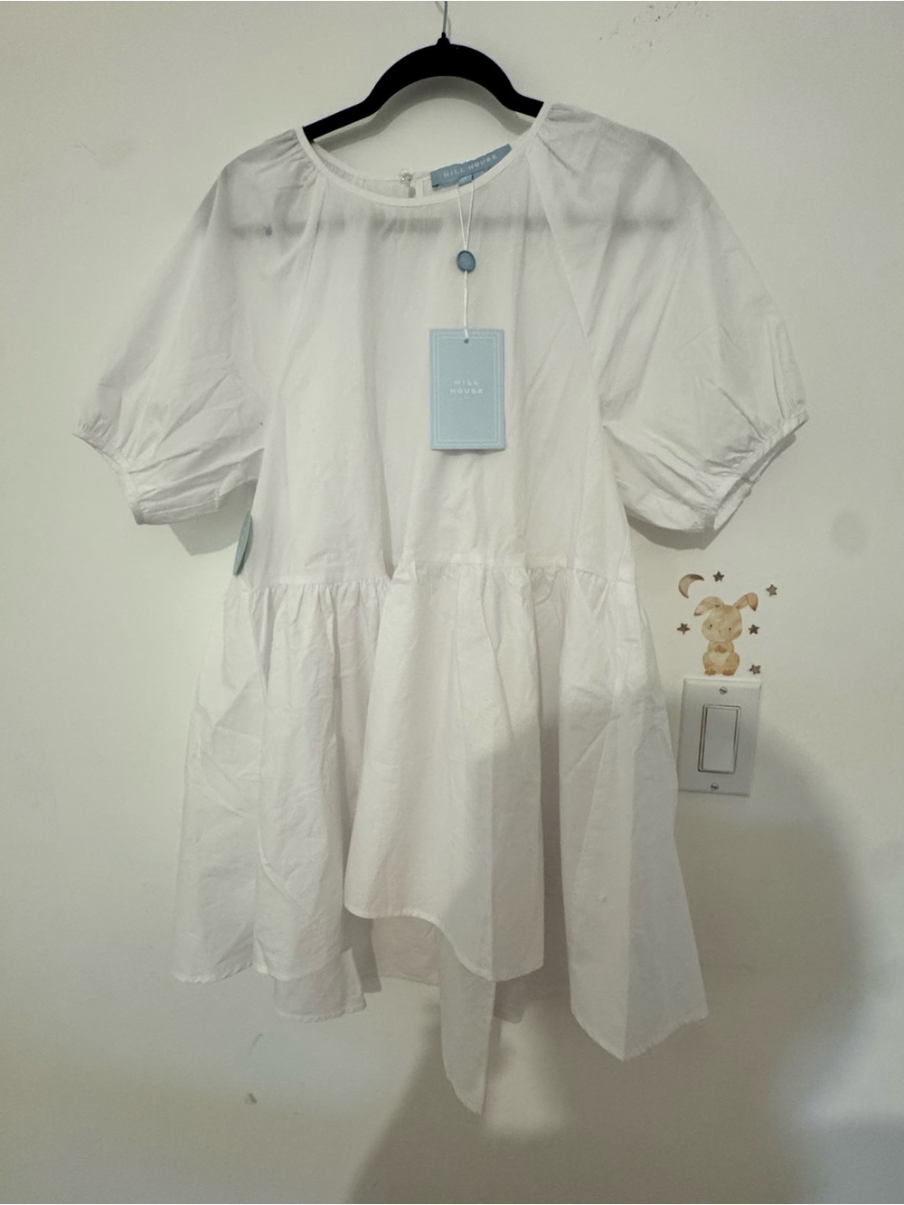 Hill House White Tiered Puff-Sleeve Top